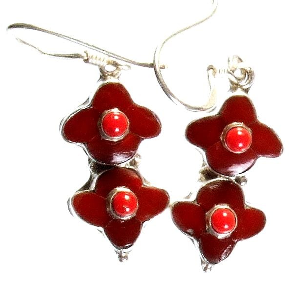 exotic india Inlay Earrings with Coral 
