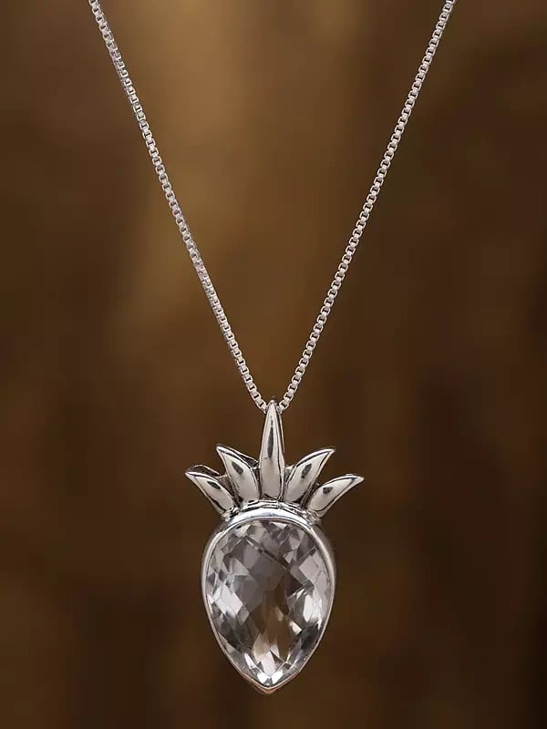 Exotic India Inverted Tear Drop Crystal Pendant 