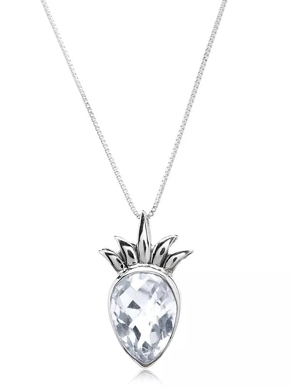 exotic india Inverted Tear Drop Crystal Pendant 