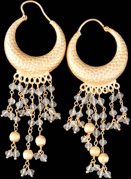 exotic india Iolite Hoop Chandeliers