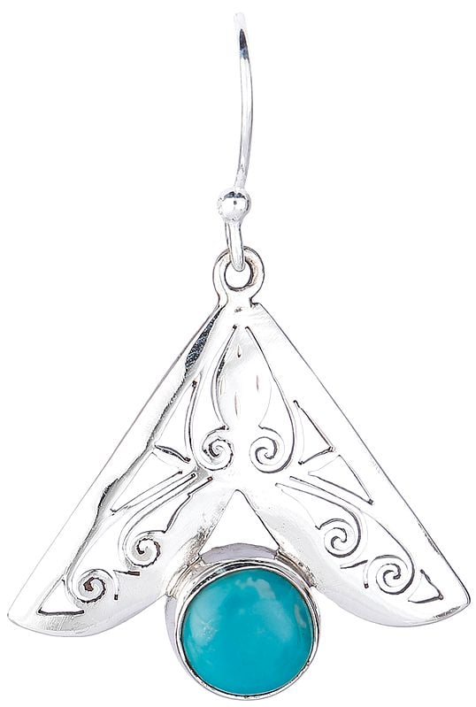 Exotic India Jali (Lattice) Earrings With Turquoise 