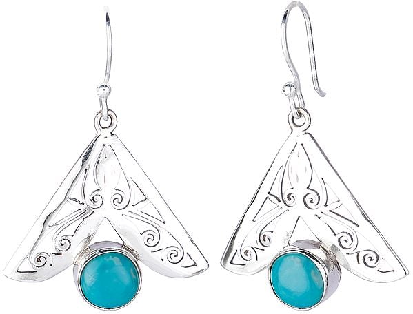 exotic india Jali (Lattice) Earrings with Turquoise 