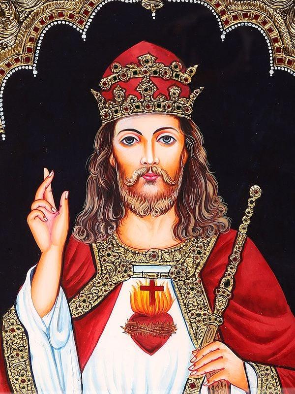 Exotic India Jesus Christ Framed Tanjore Painting