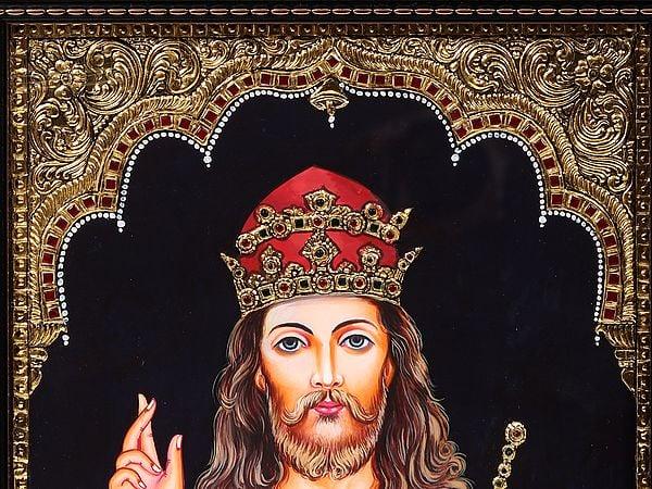 Exotic India Jesus Christ Framed Tanjore Painting