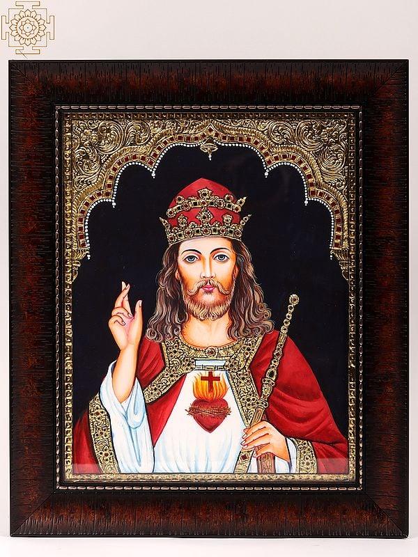 exotic india Jesus Christ Framed Tanjore Painting 
