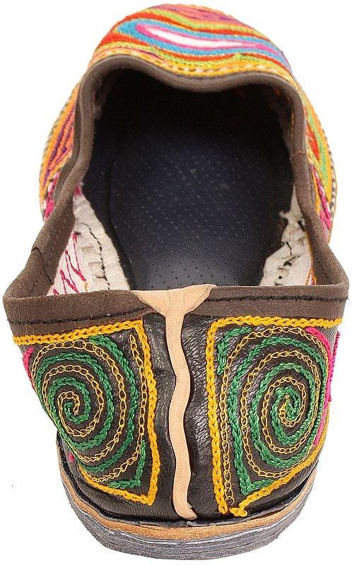 Exotic India Jootis With Hand-Embroidered Paisley 