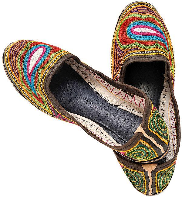 exotic india Jootis with Hand-Embroidered Paisley