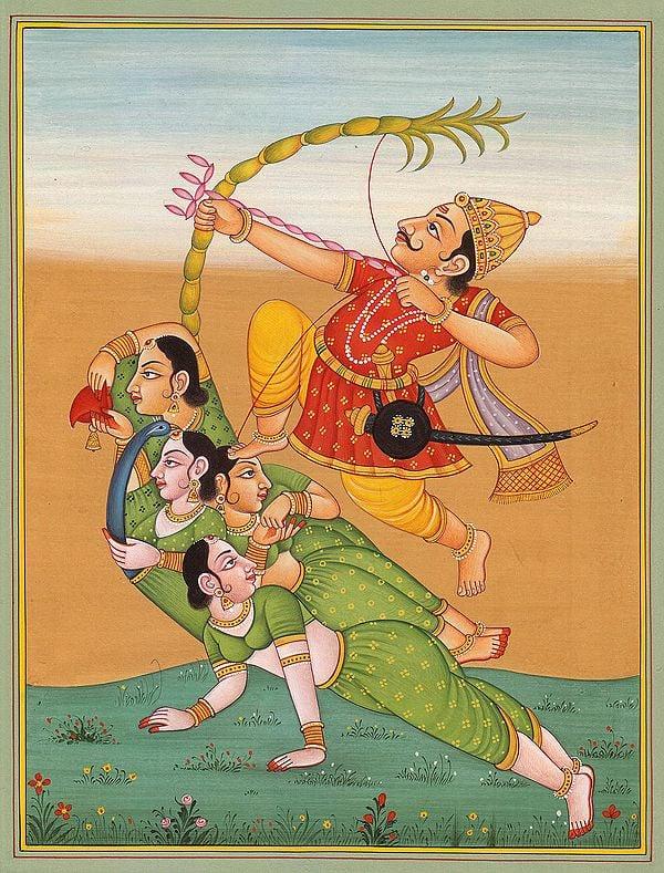 exotic india Kamadeva and His Mount Parrot