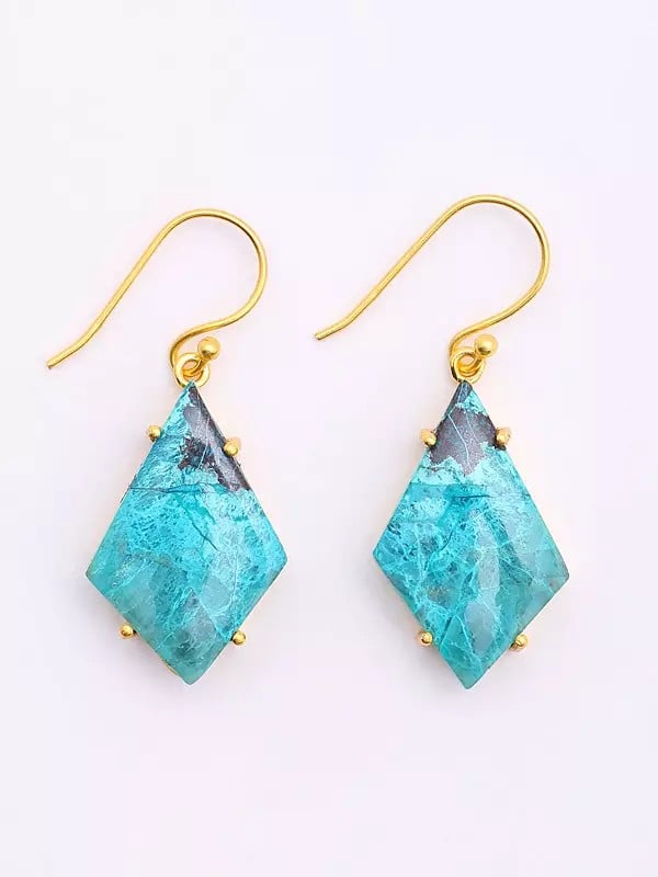 Exotic India Kite Shaped Chrysocolla Earrings 