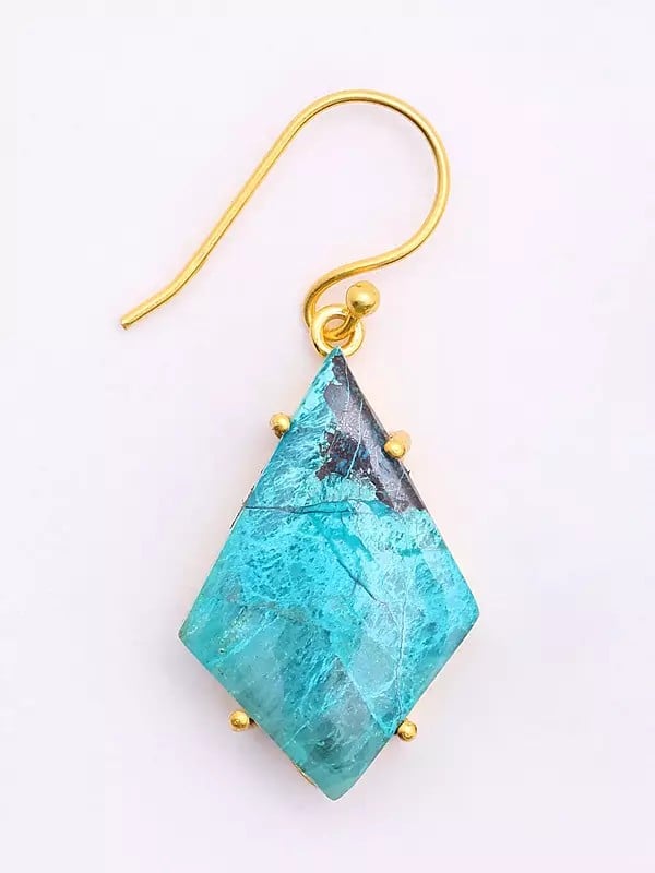 Exotic India Kite Shaped Chrysocolla Earrings 