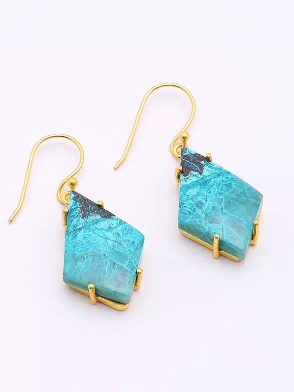 exotic india Kite Shaped Chrysocolla Earrings 