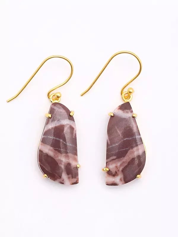 Exotic India Kona Jasper Gemstone Hook Earrings 