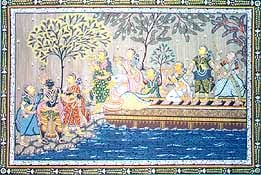 exotic india Krishna with Friends in the Boat