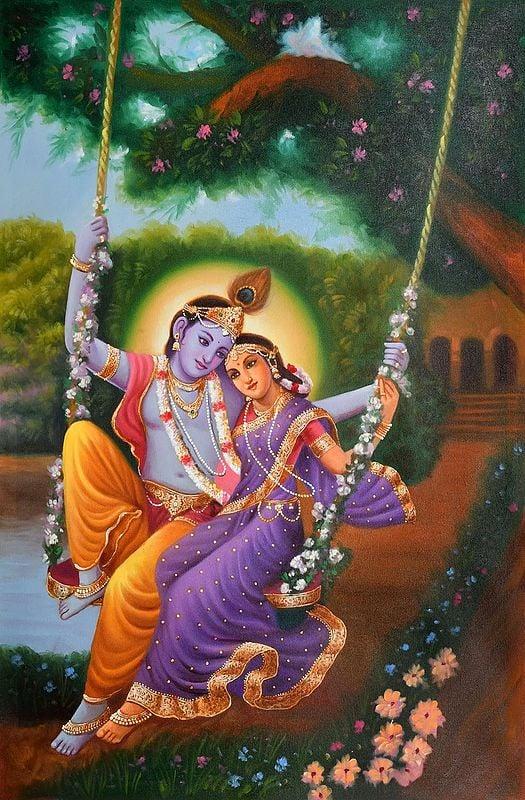 exotic india Krishna With His Bashful Beloved 