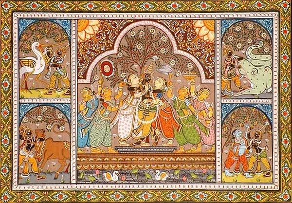 exotic india Krishna with His Lady Friends