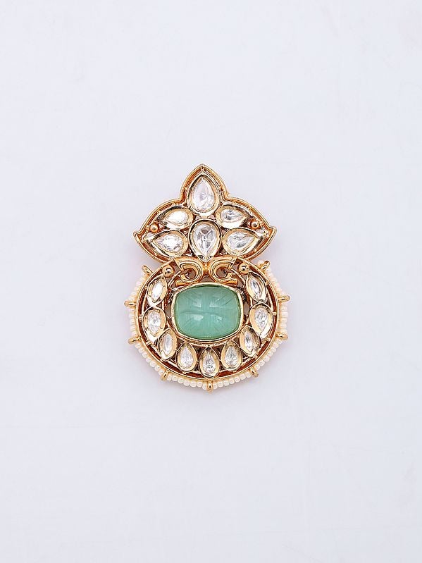 Exotic India Kundan Studded Brass Brooch