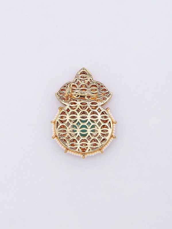 Exotic India Kundan Studded Brass Brooch