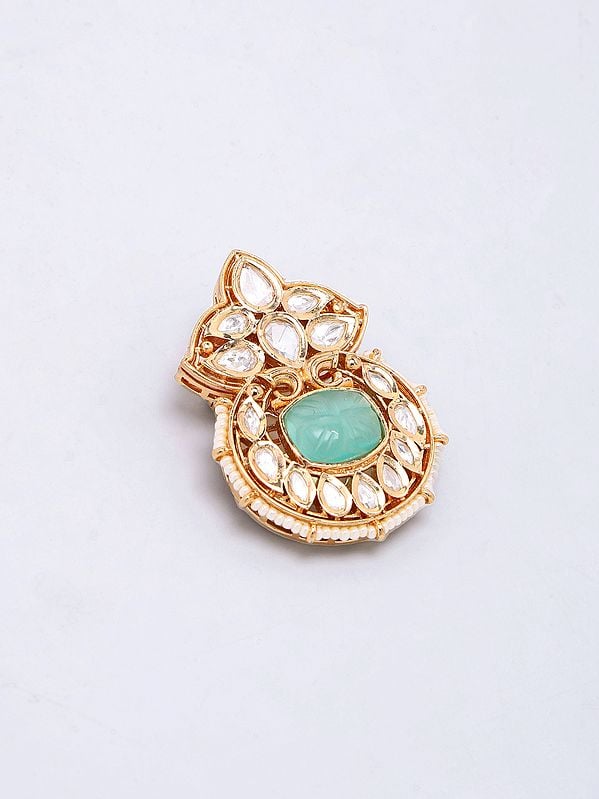 exotic india Kundan Studded Brass Brooch