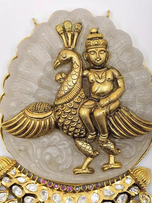 Exotic India Kundan Studded Lord Kartikeya Pendant