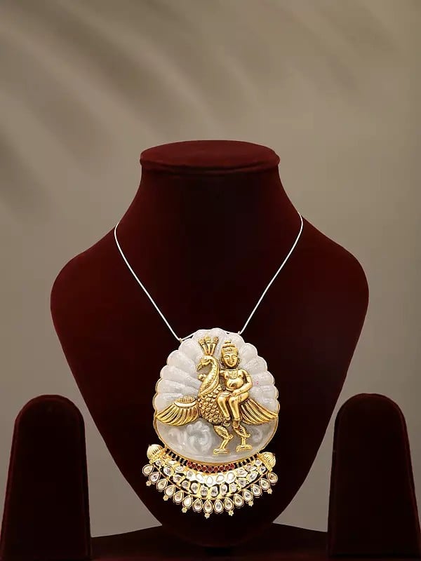 Exotic India Kundan Studded Lord Kartikeya Pendant