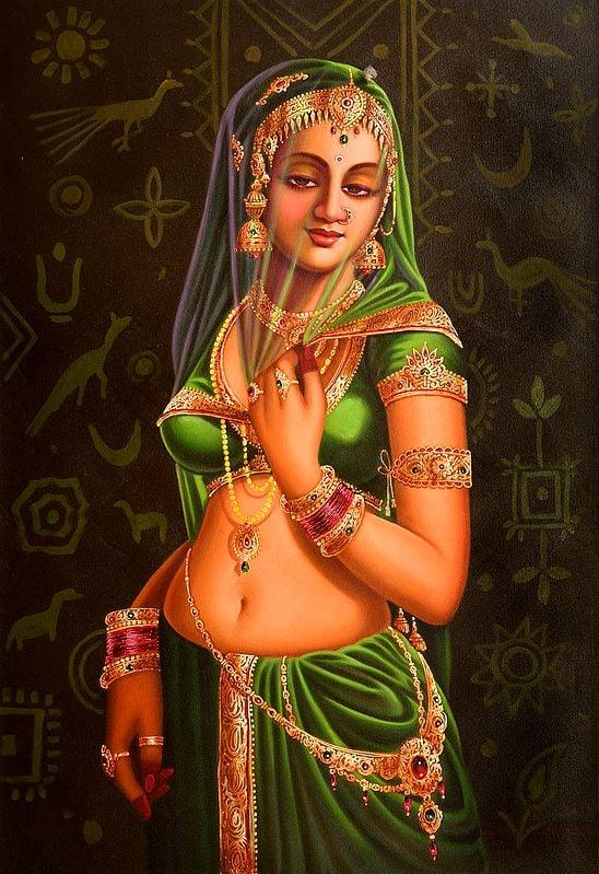 exotic india Lady in Veil Oil Painting on Canvas