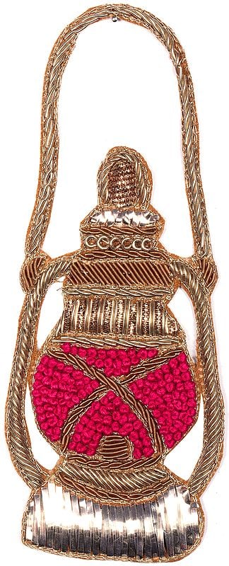exotic india Lantern Zardozi Patch with Cut-Work 