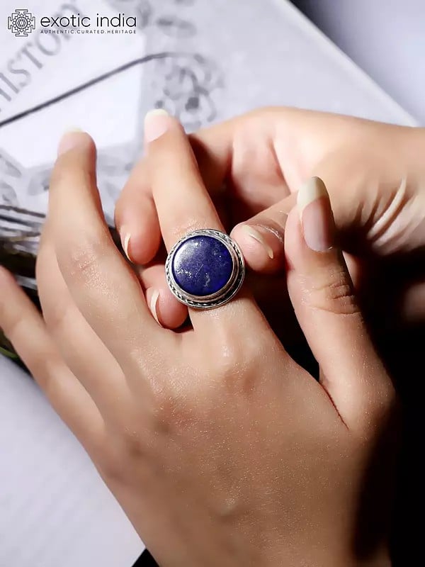 exotic india Lapis Lazuli Circular Ring 