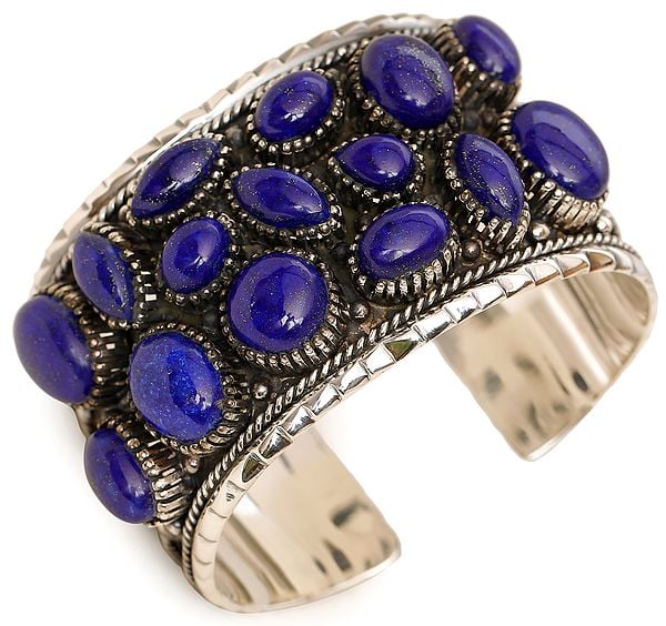 Exotic India Lapis Lazuli Cuff Bracelet 