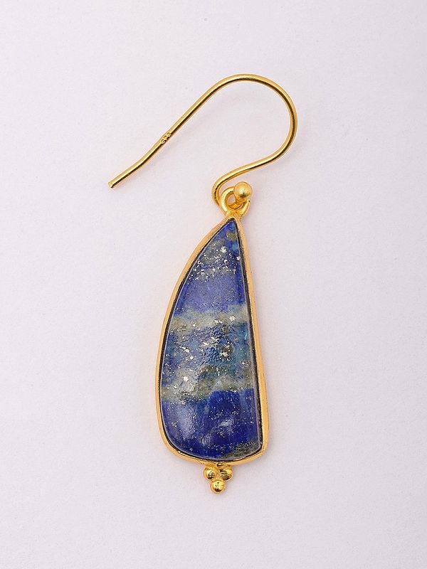 Exotic India Lapis Lazuli Gemstone Hook Earrings 