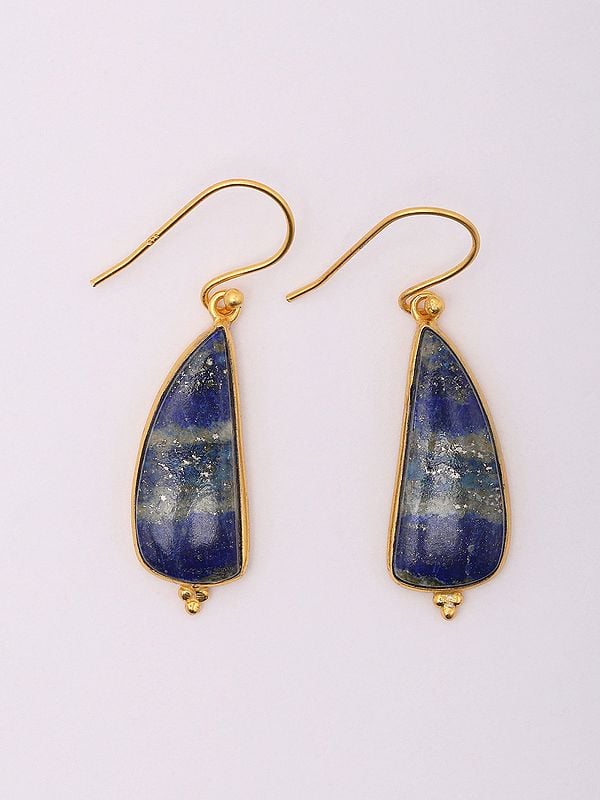 exotic india Lapis Lazuli Gemstone Hook Earrings 