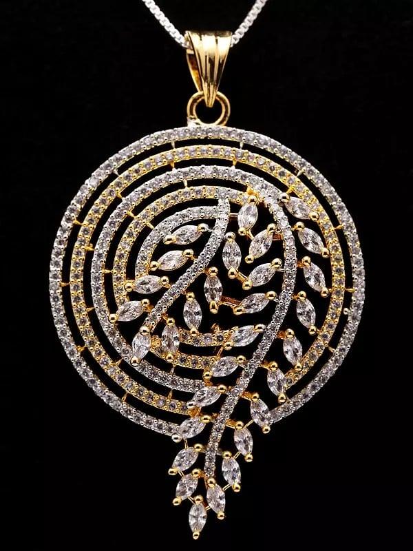 Exotic India Leaf Design Pendant And Earrings Set