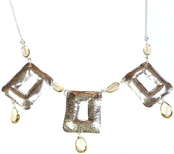 exotic india Lemon Quartz Designer Necklace