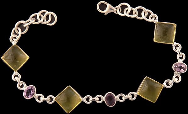 exotic india Lemon Topaz Bracelet with Amethyst 