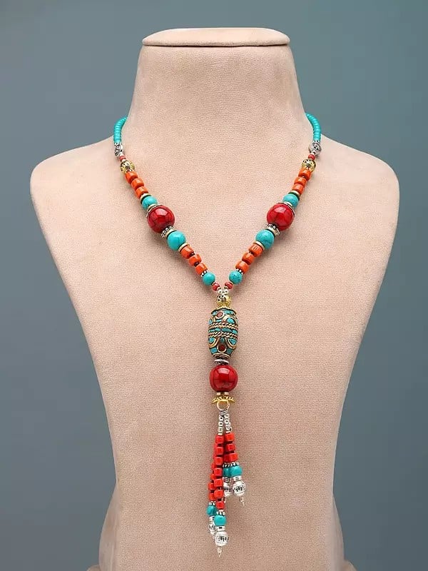 exotic india Long Beaded Necklace with S-Hook 