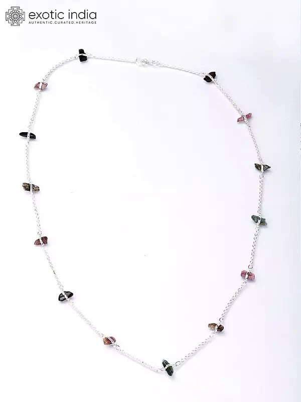 exotic india Long Tourmaline Chips Necklace 