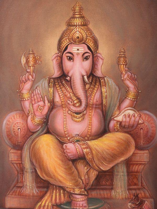 Exotic India Lord Ganapati | Framed Oil Painting 