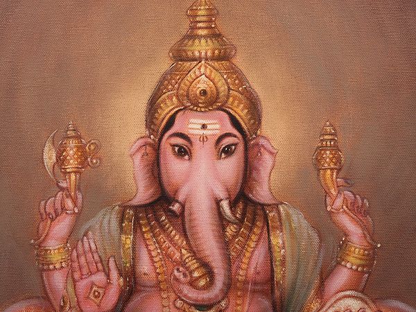 Exotic India Lord Ganapati | Framed Oil Painting 