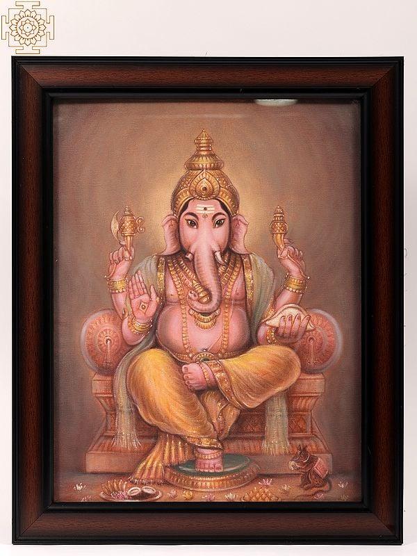 exotic india Lord Ganapati | Framed Oil Painting 