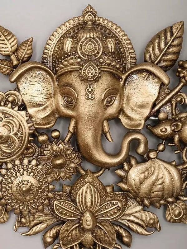 Exotic India Lord Ganesha Brooch With Flowers 