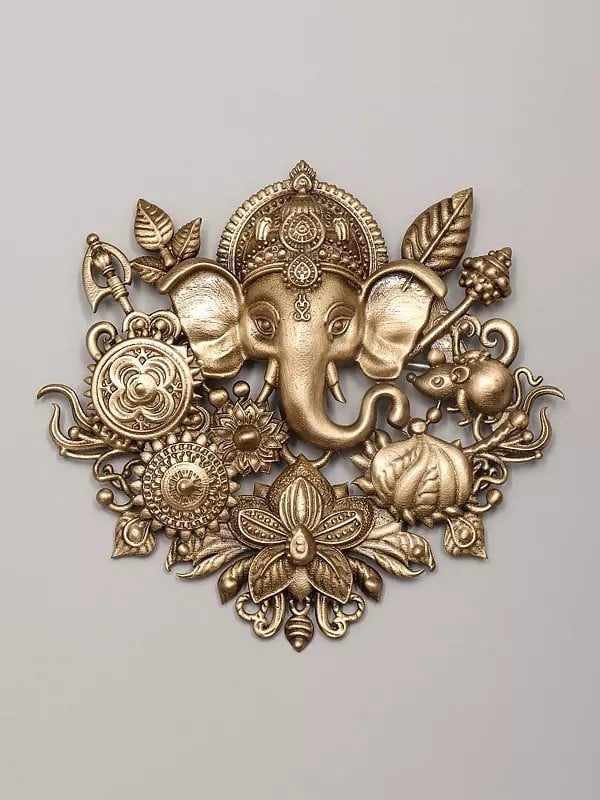 exotic india Lord Ganesha Brooch with Flowers 