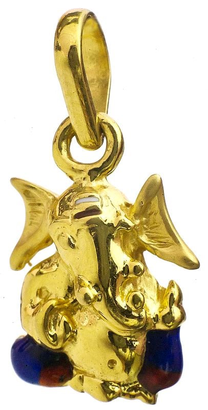 exotic india Lord Ganesha Pendant with Large Ears 