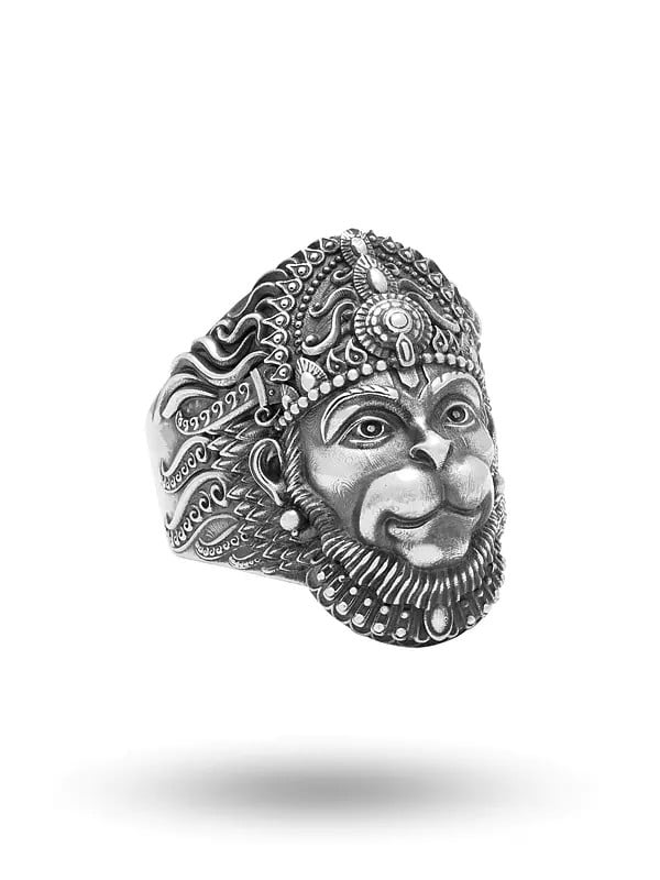 Exotic India Lord Hanuman Antique Finish Ring 