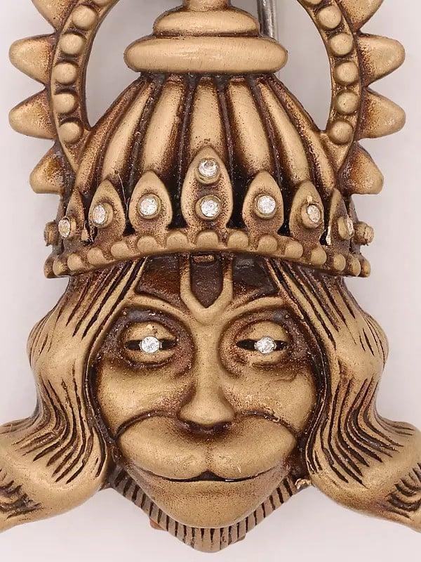 Exotic India Lord Hanuman Face Brass Brooch 