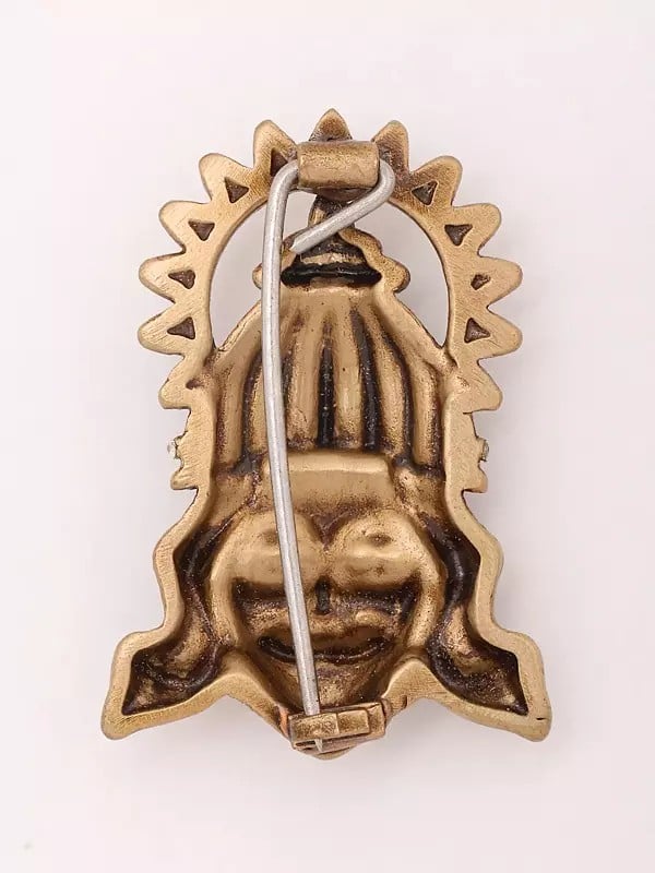 Exotic India Lord Hanuman Face Brass Brooch 
