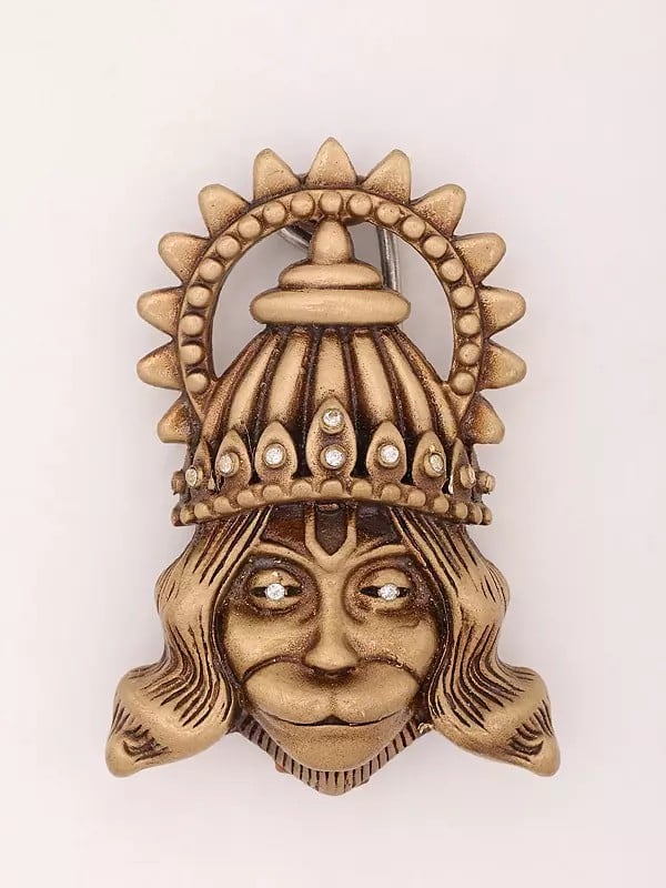 exotic india Lord Hanuman Face Brass Brooch 