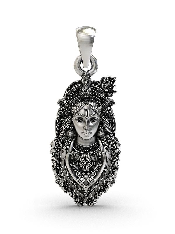 exotic india Lord Krishna Sterling Silver Pendant 