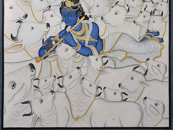 Exotic India Lord Krishna With Cows Pichwai Art 