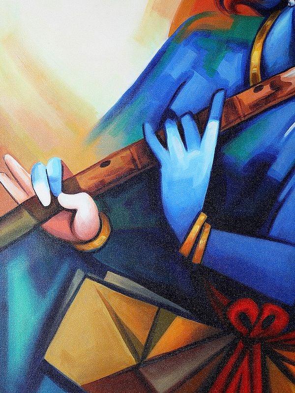 Exotic India Lord Krishna With Flute | Oil Painting
