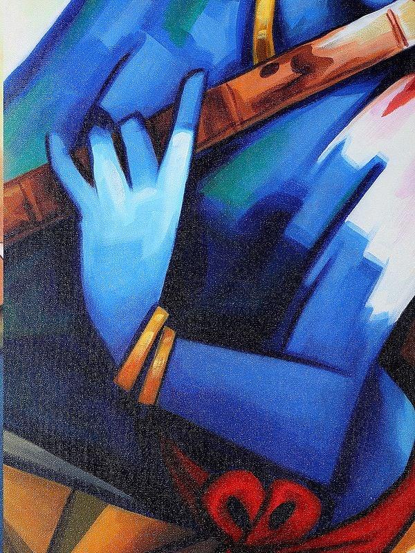 Exotic India Lord Krishna With Flute | Oil Painting