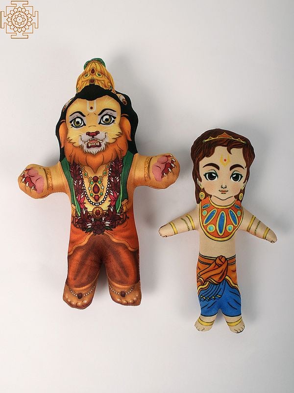 exotic india Lord Narasimha and Prahalad Soft Toy 